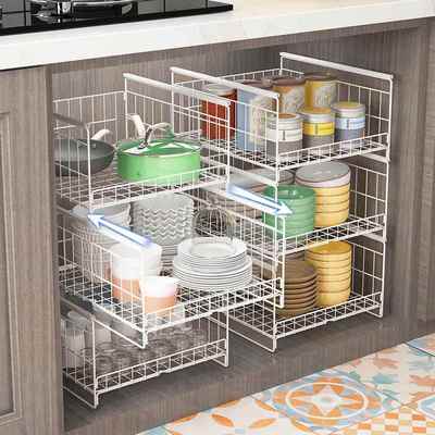 厨房抽屉收纳分层碗架碗碟沥水架橱柜内碗筷柜碗盘餐具碗具置物架