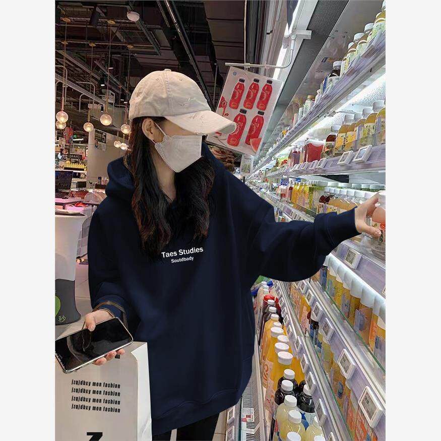 韩国大版连帽卫衣女2026年秋冬新款休闲百搭加绒加厚套头帽衫上衣