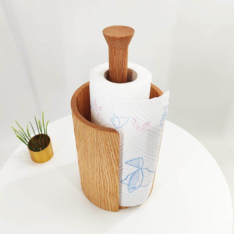 家用厨房餐桌纸巾实置物架立式木质吸油卷1287纸木架保纳鲜架膜收