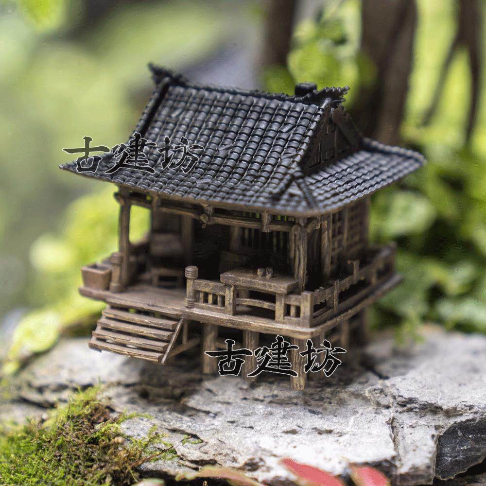 古建坊鱼缸造景微景观盆景假山古风建筑凉亭3D打印树脂摆饰模型中