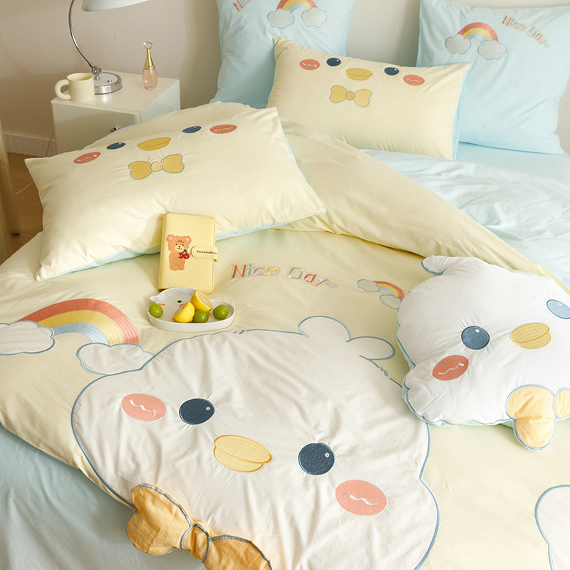 ins儿童床上用品四件套小清新纯棉全棉被套床单水洗棉卡通三件套,床上用品,床品套件/四件套/多件套,淘宝优惠券,粉丝福利购,淘宝优惠卷