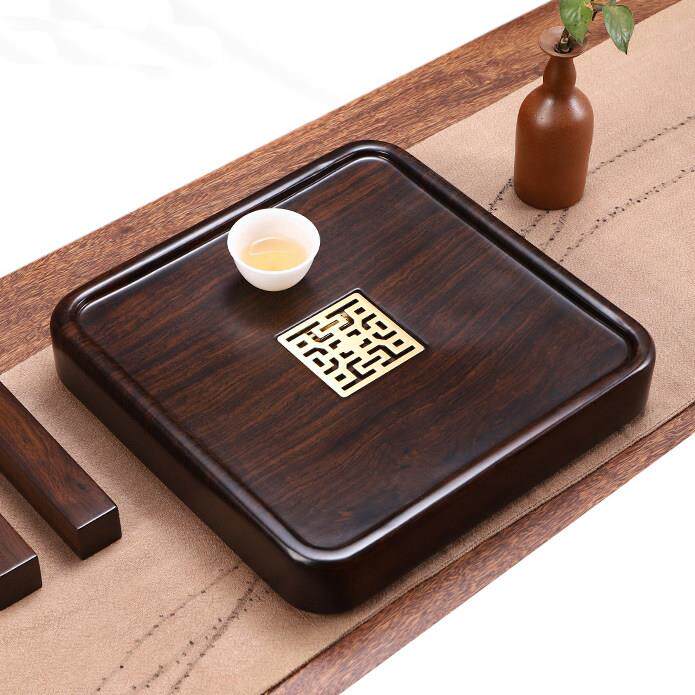 黑檀木茶盘整块原木办公室茶台中式排水家用实木高端精雕功夫茶具
