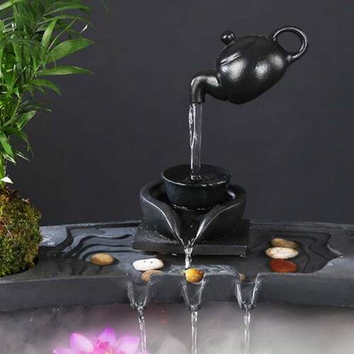 新款石鱼缸造景流水器循环系统过滤增氧古法养鱼陶瓷假山装饰配件