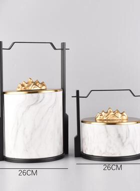 店酒墅店样板间轻奢新摆中式件高档提篮盒装饰品酒VEU别展柜软装