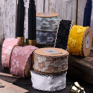 波浪边凹凸面料小碎花织带 立体提花织带 DIY蝴蝶结发饰鲜花包装