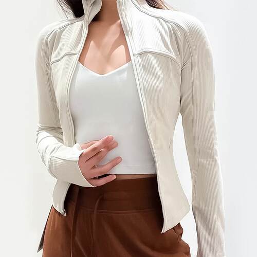 Yoga stand up collar zipper women's short sports clip