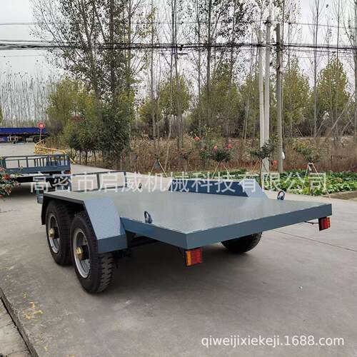 吨拖车带护栏式四轮平板车工厂车间物件运输设备物流工具车