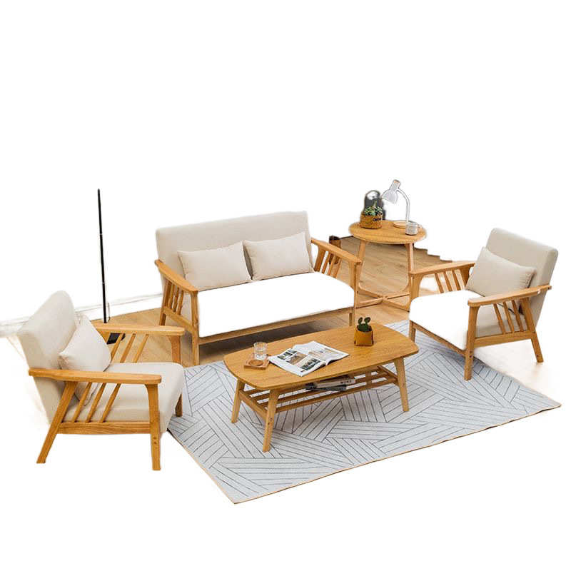 实木布艺沙发家用小户型组合现代简约客厅办公室休闲桌椅套装