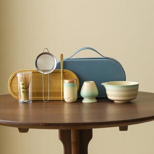 日式粗陶抹茶碗茶便携套装点茶工具陶瓷茶筅立打茶盏抹茶粉百本立