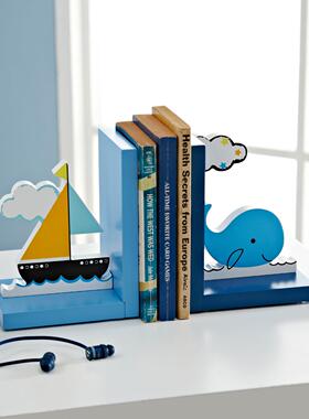 儿童房摆件男孩书架桌面书桌书立架书挡样品屋展示中心样板房软装