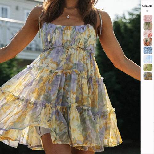 Women's Casual Slim-Fit Summer Dress Woven Moderate Fabric