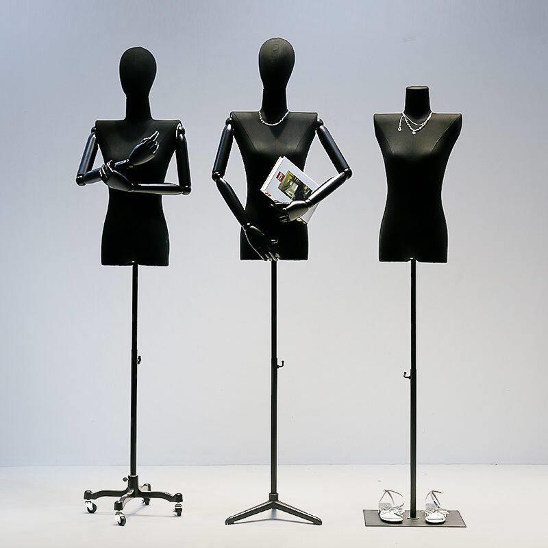 韩版黑色平肩模特道具女服装店橱窗人台人偶直角肩全身模特展示架