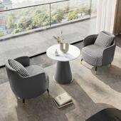 轻奢款 双层洽谈桌椅组合办公洽谈会客用圆桌&舒适单人椅家具设计