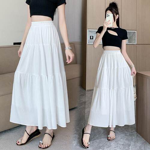 Women's Waist Cinched Ruffle Skirt Casual Half Skirt with