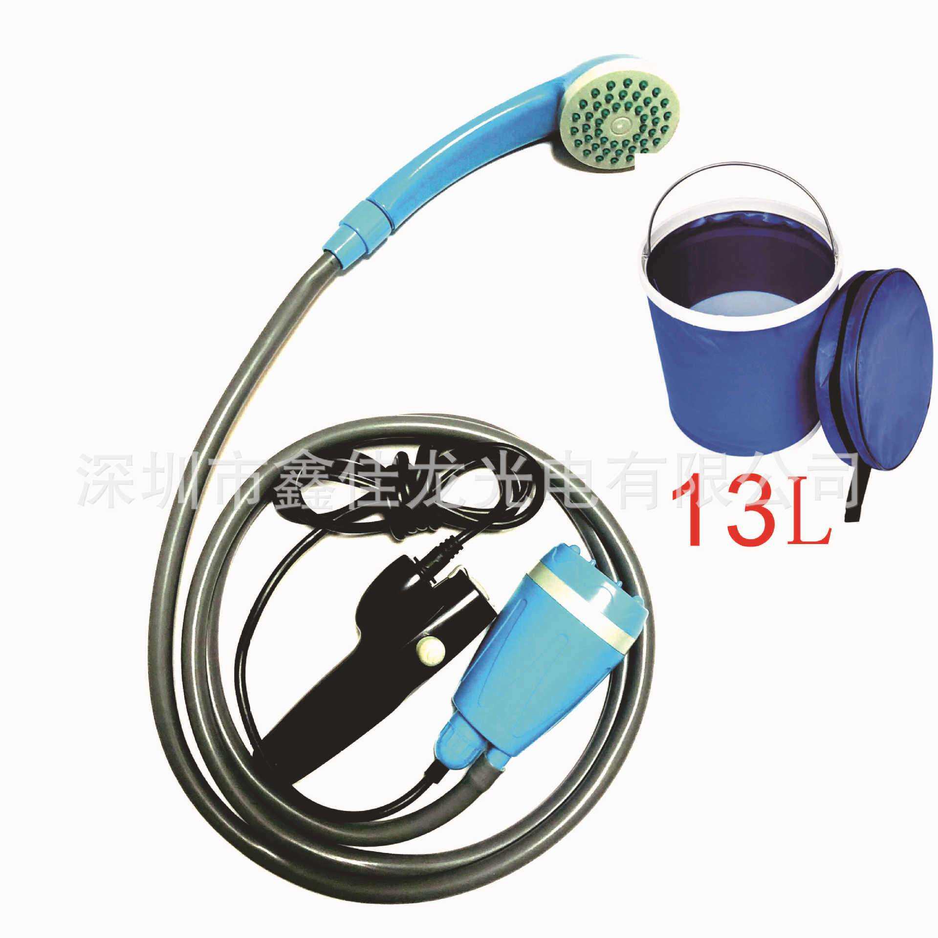 带折叠水桶便携式野外沐浴器USB充电露营洗澡器冲凉器户外洗车器