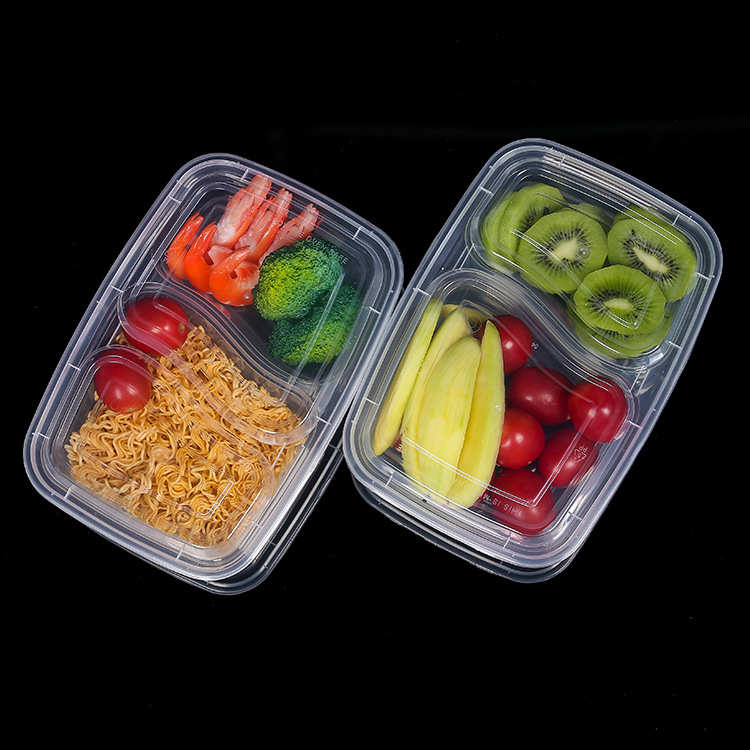 美式6828两格一次性餐盒分隔盒快餐饭盒外卖打包饭盒塑料便当餐盒