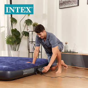 床充气床intex64755户外充气床垫植 车载 深蓝色野营绒批发气垫