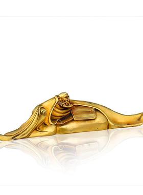 高档纯铜摩达尺车载摆件镇纸书铜镇尺文房工艺品房装饰书桌镇办公