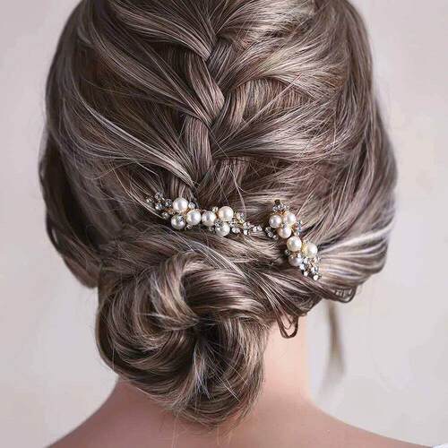 Silver Color Flower Hair Comb Jewelry Girls Handmade Alloy P
