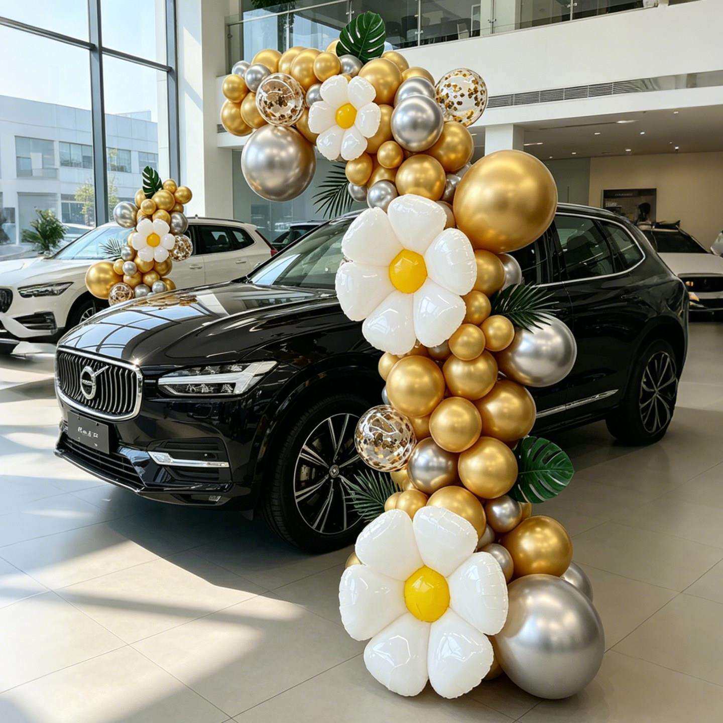 开业气球半门金属色小拱雏菊款门店汽车4S车展迎宾店布架置支套装
