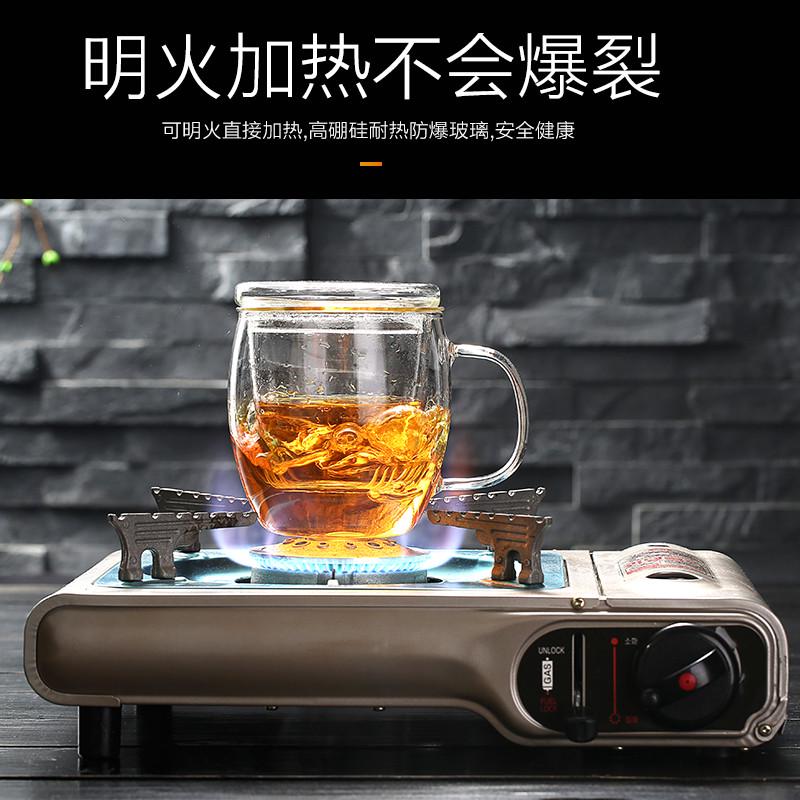 家用花茶杯过滤带盖加厚单个杯子玻璃杯开水奶茶方便茶杯手把客厅