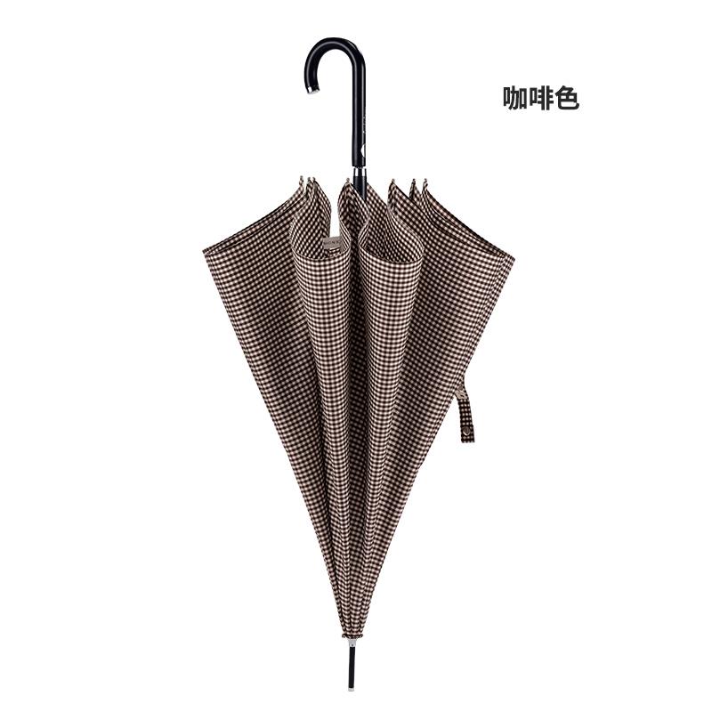 高档超值特价格子纤维防不伞生轻锈伞骨不沾水面风长柄伞中性超晴