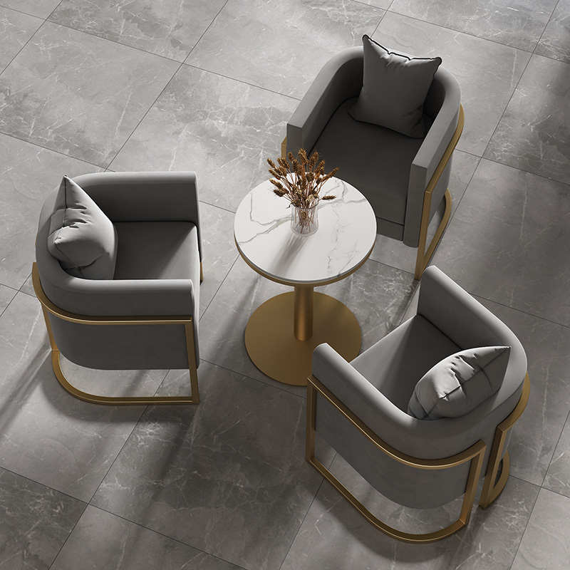 北欧沙发铁艺茶几现代组合简约洽谈奶茶店售楼处休闲卡座接待