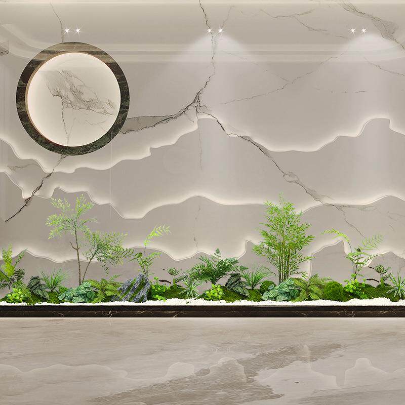 楼梯下造景假绿植装饰仿真室内景观植物造景假树仿真树盆栽组合
