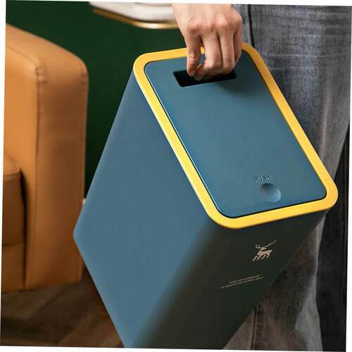 Rubbish Can Kitchen Toilet Trash with Press Lid Garbage Bin