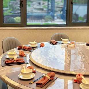 高档扇形皮革隔热餐垫防水防油中国风圆桌酒店专用皮质轻奢餐桌垫
