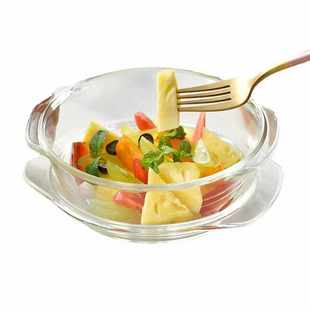 纯色蒸蛋泡面碗玻璃碗带盖微波炉碗耐热器皿加热容器汤碗家用