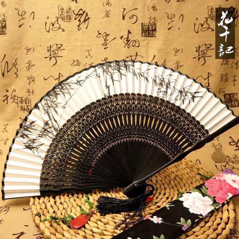新款精雕女士折扇*高档礼品扇*中国风扇子日本工艺女扇*竹扇子
