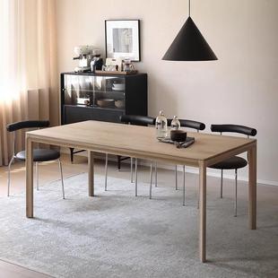 高档北欧实木餐约桌橡办木家用简客厅书桌设计师长桌工作现台代公