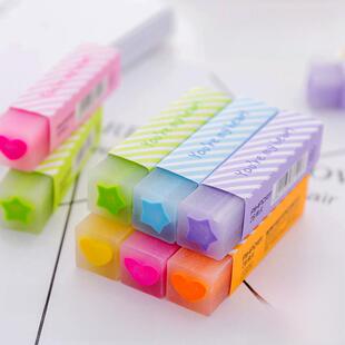 长果冻色爱五角星橡皮办公室创意写作绘画小学生学习用品