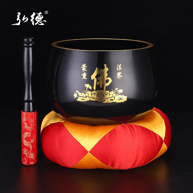 弘德佛字铜磬莲花铜钵修行钵佛音碗佛具法器颂钵疗愈工具铜庆摆件