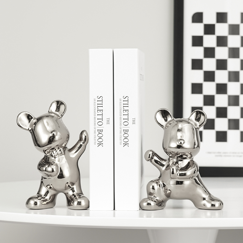 暴力熊书档轻奢创意摆件酒柜客厅玄关简约风书柜书靠家居装饰品