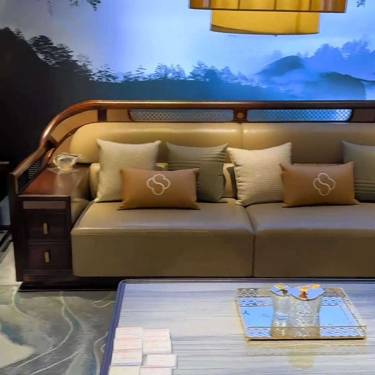 新中式乌金木沙发组合大小户型别墅轻奢客厅全屋实木家具定制