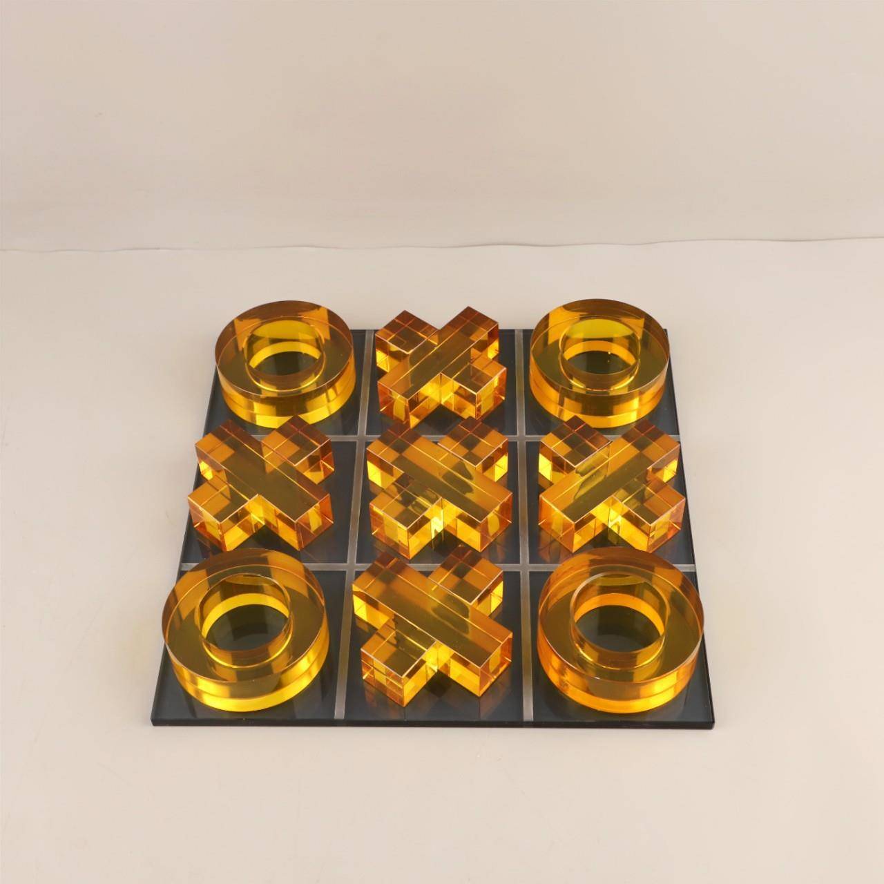 现代简约水晶XO九宫格棋盘桌面摆件客厅书房办公室软装家居装饰品