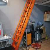 S588木梯子复式 阁楼楼梯室内直梯带扶手实木单梯木质复古一字爬梯