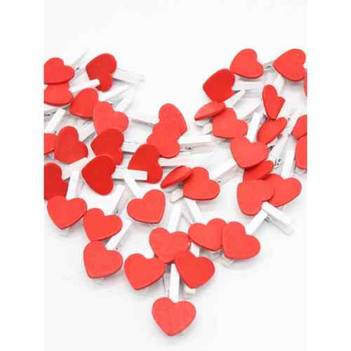 贺卡持有人卡片持有人木制彩色花心小夹子桃心心形木制夹子照片墙持有人