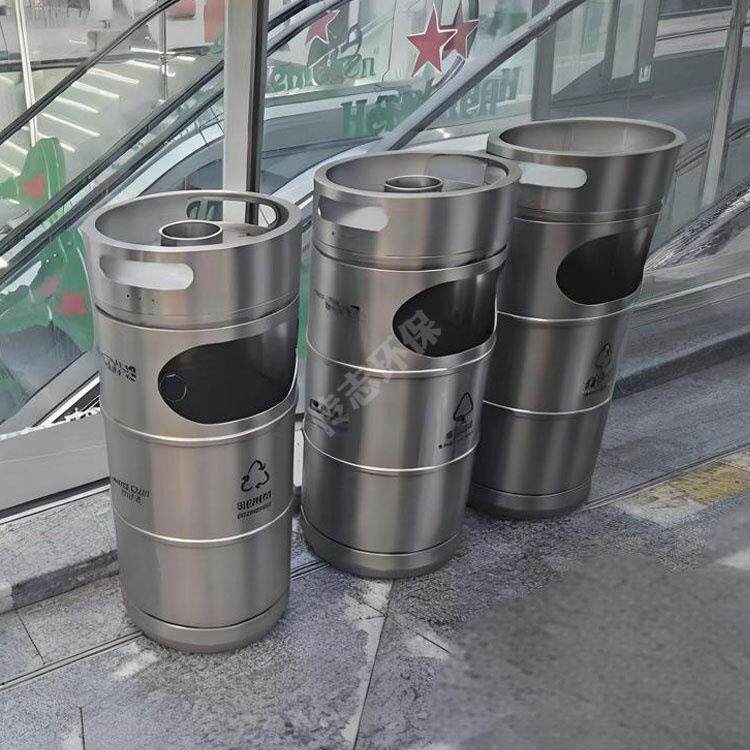 商用不锈钢垃圾桶加厚大容量室内圆柱形酒店商场用环保分类垃圾桶