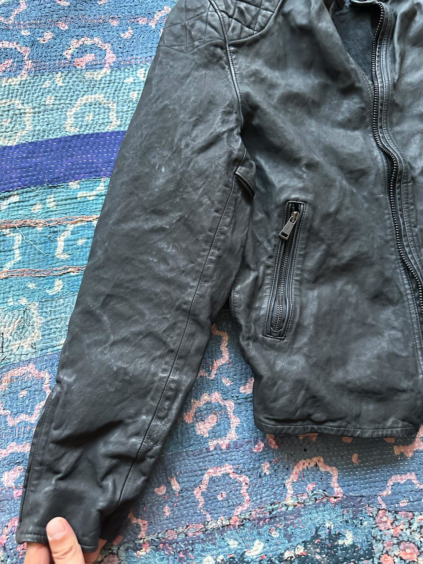 Ralph Lauren Black Label Distressed Leather Moto Jacket — back