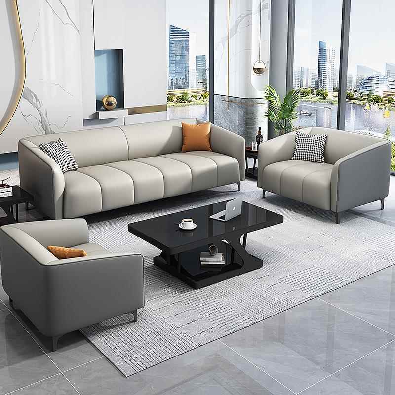 办公室沙发商务简约休息区休闲 会客接待会议洽谈单三人位茶几组