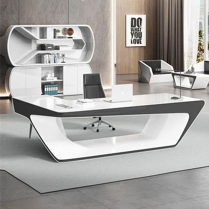 轻奢板桌女时尚办公桌椅HD-L1231组合简现代经理约老桌总桌科技感