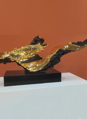 美豹新中式雕塑摆件售楼处艺术品装置样板房玄关酒店大堂走廊摆设