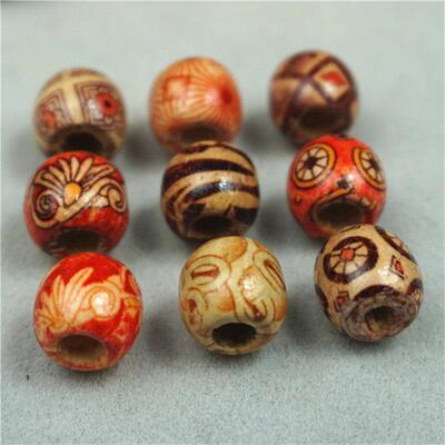 100pcs/Lot 12mm Vintage Natural Big Hole Wooden Beads For Ne