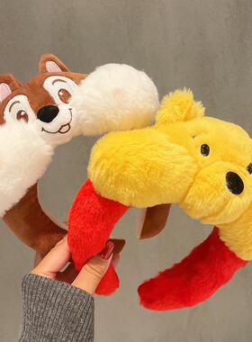 网红花栗鼠维尼熊发箍女洗脸头箍卡通搞怪草莓熊少女可爱发卡头饰