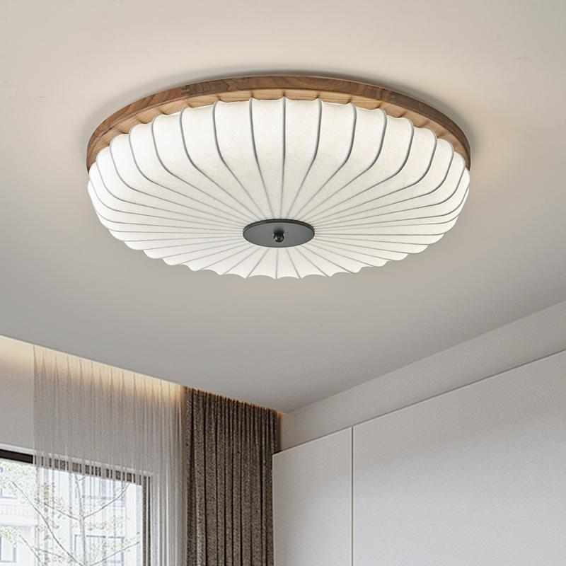 新款黑胡桃木卧室灯仿吞丝罩吸顶新中式复古主卧书房间led吸顶灯