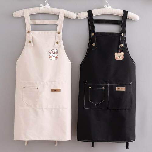 新款围裙logo印字布料围腰餐厅上班可爱女透气工作服男士帆布