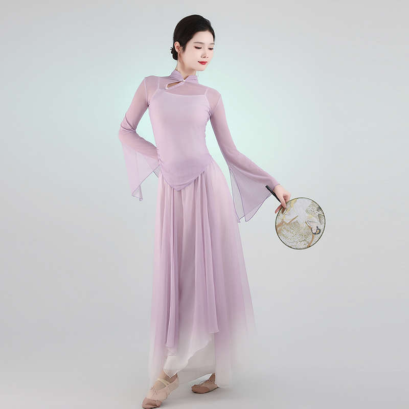 古典舞舞蹈服2024新款弹力网纱飘逸纱衣练功服中国舞民族演出服装